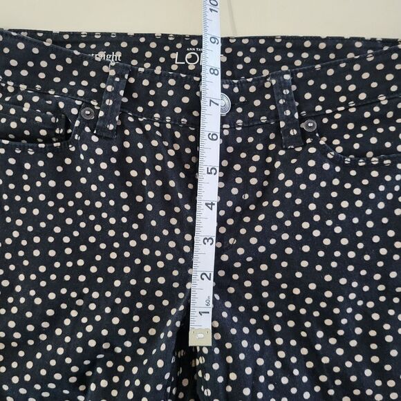 LOFT Ann Taylor Modern Straight Fit Black Polka Dot Jeans - Picture 7 of 14
